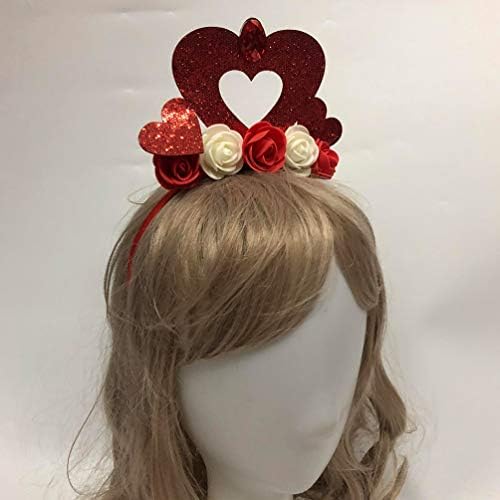 2 יחידות חג האהבה בגימור גליטר לב פרח שיער חישוק מבריק אהבת המפלגה לטובת אספקת עבור נשים בנות אבזרים