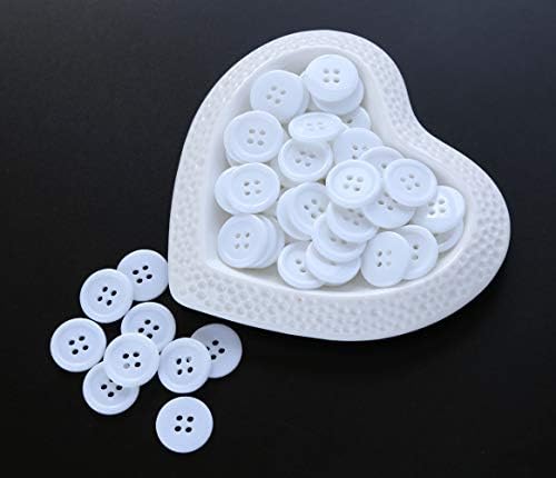 Ganssia 23/32 אינץ 'כפתורי צבע לבן תפירה כפתור שטוח לתפירה בגד חולצה או חבילת מלאכה של 100 יח'