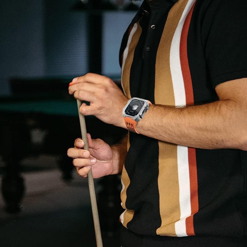 קנוז רצועת גומי מתכת מתכת עבור IWatch Watch SE/4/5/6/7/8 Apple Mod Mod אביזרי החלפת גומי רצועת גומי לסדרה Apple Series 44 ממ 45 ממ