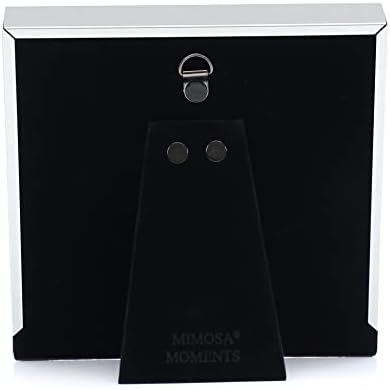 רגעי מימוזה 6x6 מסגרת תמונה של מתכת כסף מינימליסטית עם מחצלת לצילום בצורת לב, מסגרת Shadowbox לתצוגת השולחן