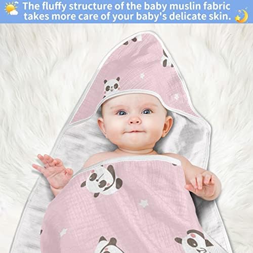 Vvfelixl מגבת עם ברדס ברדס פנדות חמודות סופגות מגבות לתינוקות כותנה מגבת רחצה רכה לתינוק, פעוט 35x35in ורוד