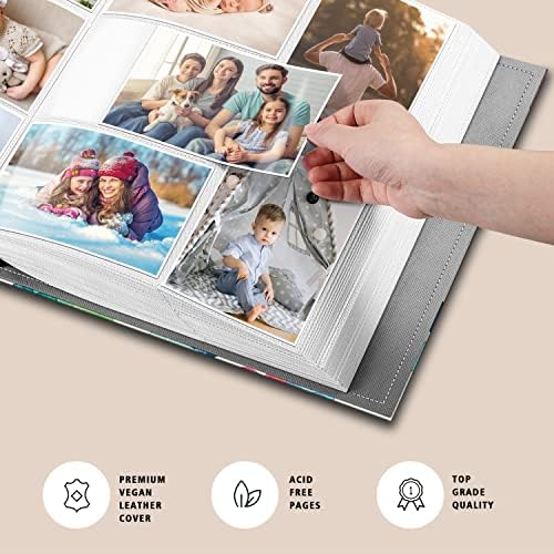 אלבום תמונות פינטי 4x6 תמונות - 300 כיסים קיבולת גדולה פרימיום עור טבעוני עטיפת ספר תמונות לחתונה משפחתית תמונות חופשת תינוקות