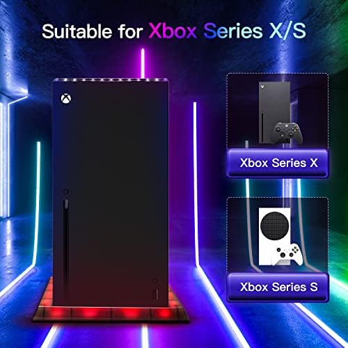 עמדת קירור אור של ג'ינה LED לאביזרי קונסולה Xbox Xbox X/S, 5050 ChIP RGB LED רצועת LED מעמד אנכי, 12 צבעים 300 אפקטים, אור רב צבעי DIY על ידי בקרת אפליקציות, סנכרון מוסיקה, פיזור חום