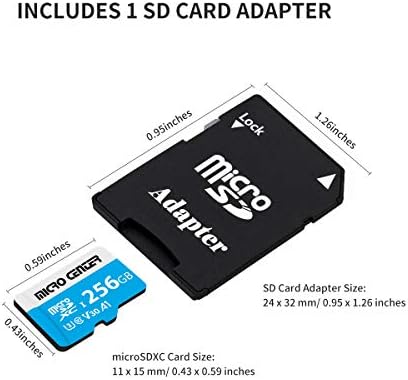 כרטיס Micro Center Premium 256GB MicroSDXC, כרטיס מיקרו SD תואם של Nintendo-Switch, UHS-I C10 U3 V30 4K UHD Video A1 כרטיס זיכרון פלאש עם מתאם