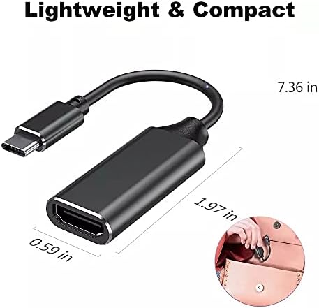 מתאם USB C ל- HDMI, מתאם USB C נייד אלומיניום, עבור MacBook, MacBook Pro, iPad Pro, Pixelbook Pen, XPS ועוד