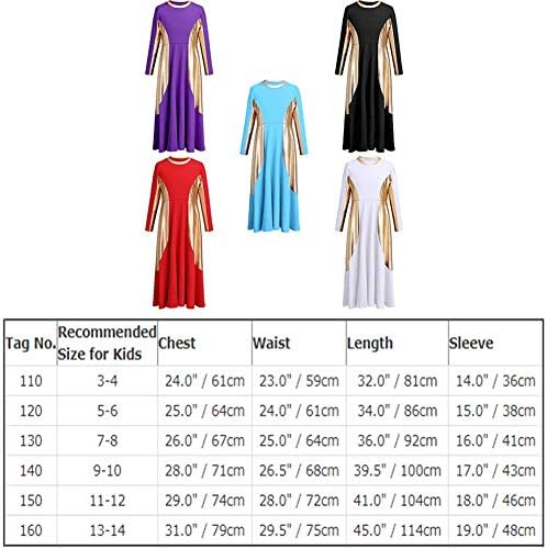שמלת ריקוד שבח של Afavom לבנות עובדת לבגדי ריקוד ליריים ליטורגיים מתאימים לשמלות שרוול ארוך באורך מלא