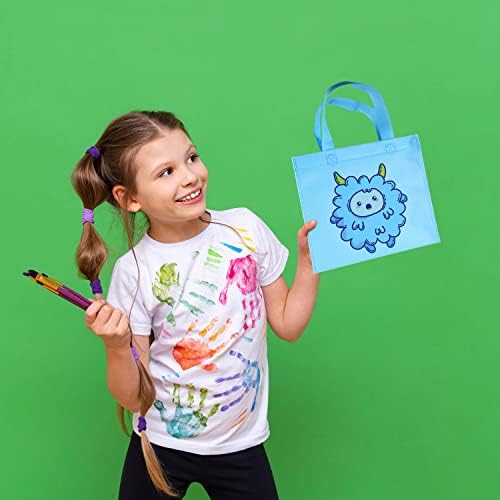 Gitmiws 60 חלקים שקיות טוטות מסיבות שאינן ארוגות - 9.8 '' x8.3 '' שקיות מתנה לשימוש חוזר, 10 צבעים שקיות קשת קשת שקיות קניות מתקפלות עם ידיות לילדים לילדים ציוד למסיבות יום הולדת חטיפים ציור DIY