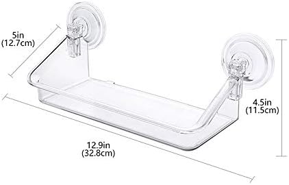 מדף מקלחת XJJZS, פלסטיק אמבטיה קטן וברור ללא קיר קידוח מדפי אחסון מארגן עם כוס יניקה חזקה