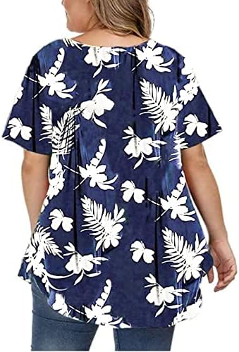 חולצות חוף טרופיות בהוואי נשים שרוול קצר נוקש סטרץ 'גרפי פרחוני גרפי רופף מתאים צמרות גדולות בנות בנות