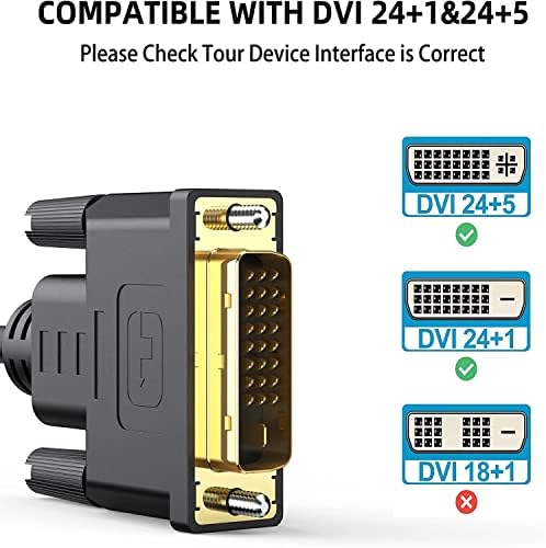 יוטיון HDMI ל- DVI כבל 60ft, מתאם דו כיווני מהיר גבוה זכר לזכר DVI-D 24+1, 1080p, תואם ל- Raspberry Pi, Roku, Xbox One, PS5/PS4/PS3, Card Cardic