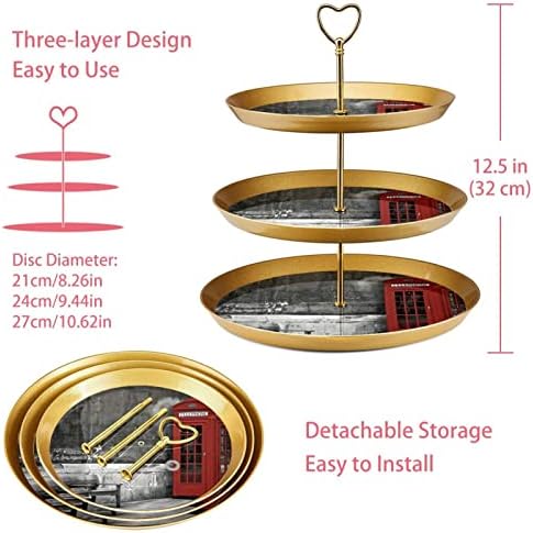 3 מגדל קאפקייקס של עמדת דוכן עוגות, צילום עיר בריטי, מגש הגשה 3 שכבות למגש קינוח עוגת מסיבות