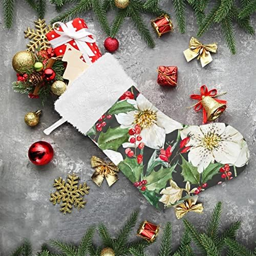 גרבי חג המולד של Alaza פרח חג המולד קלאסי קלאסי מותאם אישית לקישוטים לגרביים גדולים לעיצוב המסיבה של עונת החגים המשפחתית 1 חבילה, 17.7