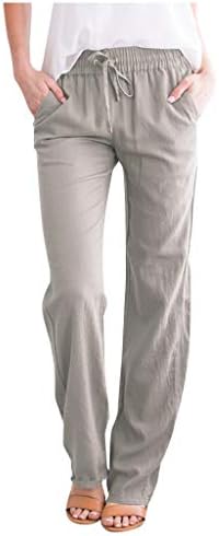 מכנסי פשתן של שינשיד לנשים מכנסי פלאצו עם מותניים גבוהים מזדמנים מכנסיים פלאצו רגל ישר רופפים מכנסיים מתאימים עם כיסים