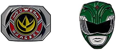 פאוור ריינג 'רס ירוק ריינג' ר מסכת וסמל טומי רישיון רשמי 2 חבילה אמייל פין סט, ירוק, לבן