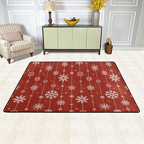שטיח שטיח שלג גדול של שלג משתלה אדומה לבנה מחצלת שטיח פליימאט לילדים משחק חדר שינה חדר סלון 3 'x 2', שטיח תפאורה ביתית