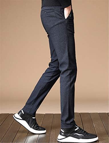 מכנסי משיכה אלסטיים אלסטיים של אנגונוול לגברים למכנסיים ישרים נמתחים עם כיסים עם כיסים