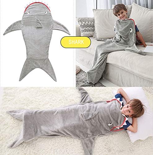 פלנל קריקטורה ילדים שקית שינה כריש עטוף שמיכה פנאי מיזוג אוויר שמיכה תינוקת בת ים אנטי-בעיטה