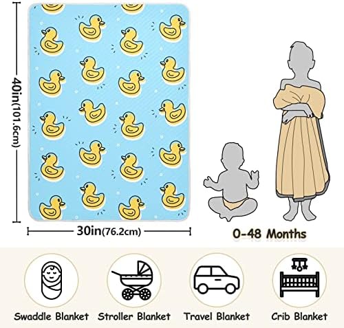 שמיכת כותנה של ברווז צהוב של ברווז צהוב לתינוקות, קבלת שמיכה, שמיכה חוטפת רכה קלה לעריסה, טיולון, שמיכות משתלות, 30x40 בסרוליאן