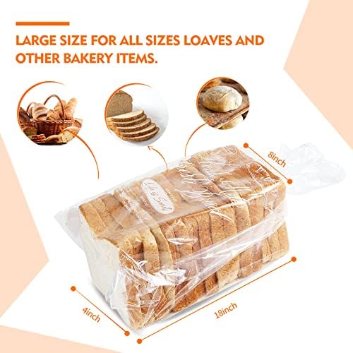 אקהטאי 50 מארז שקיות לחם מפלסטיק עם עניבות, שקיות לחם מודפסות בגודל 8 על 4 על 18 אינץ' , לחם בגאס להענקת מתנות לחם תוצרת בית