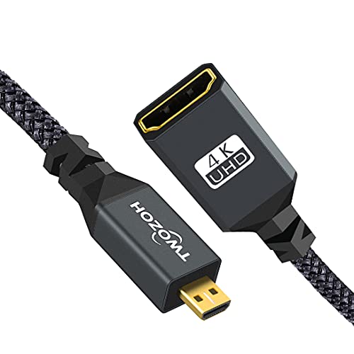 Twozoh Micro HDMI ל- HDMI מתאם כבל, ניילון קלוע מיקרו HDMI זכר ל- HDMI תמיכה בכבלים נשיים 4K/60Hz 1080p
