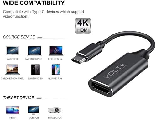ערכת HDMI 4K USB-C תואמת ל- Dell XPS 15 9550 מתאם מקצועי עם פלט דיגיטלי מלא 2160p, 60Hz!