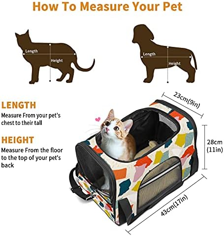 מנשא לחיות מחמד תיק צבעוני מופשט טופס דפוס קטן כלב חתול גורים רך-צדדי נייד נסיעות תיק