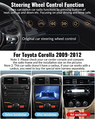 יחידות רדיו סטריאו לרכב אנדרואיד לאנדרואיד לטויוטה קורולה 2009 2010 2011 2012 עם אפל קרפלי אלחוטי אנדרואיד Auto Auto GPS ניווט Bluetooth עם מסך מגע בגודל 9 אינץ 'wifi hifi fm swc + מצלמת גיבוי