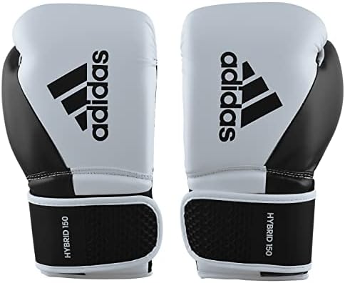 כפפות אגרוף של אדידס - היברידי 150 - ארגזים, קיקבוקסינג, MMA, אימון ושימוש ביתי - לגברים ונשים - משקל 10, 12, 14, 16 גרם - צבעים שחור/לבן, לבן/שחור