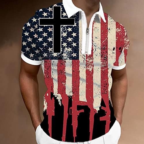 חולצות פולו דגל אמריקאיות של Ruiruilico לגברים 4 ביולי חולצות טי פטריוטיות קיץ שרוול קצר רטרו פולו רטרו פולו