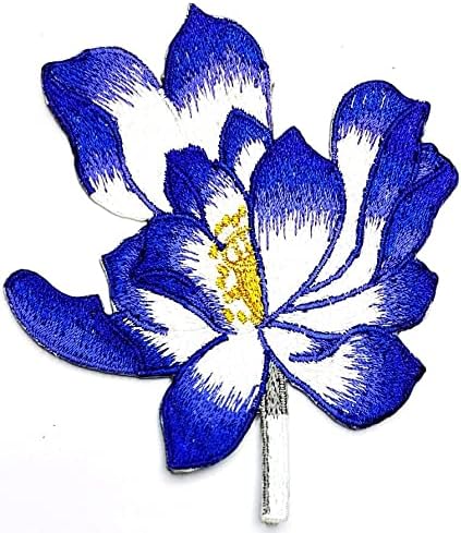 טלאי לוטוס כחולים מדבקת טלאי לוטוס אמנות פרחי תיקון סמל סימן תלבושות מעילי חולצה כובעי ג ' ינס תרמילי אפליקציה עשה זאת בעצמך רקום לתפור ברזל על תיקון