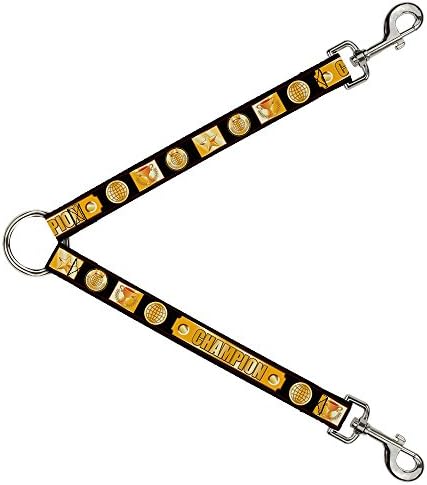 כלב רצועה ספליטר אלוף חגורת סמלים שחור מדליות זהב 1 רגל ארוך 1 אינץ רחב
