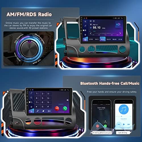 אנדרואיד 12.0 סטריאו לרכב עבור הונדה סיוויק 2006-2011 עם Carplay ואנדרואיד Auto 10.1 ”WiFi/4G Bluetooth 5.0 AM/FM/RD