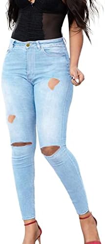 החבר של נשים ג 'ינס גובה מותן קרע התחת הרמת ג' ינס מכנסיים נהרס במצוקה רזה רזה מתאים ז ' אן