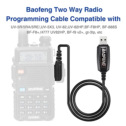 כבל תכנות USB של Baofeng לרדיו UV-5R BF-F8HP GT-3TP BF-R3 BF-888S BF-82HP UV-S9 פלוס עם תקליטור מנהל התקן