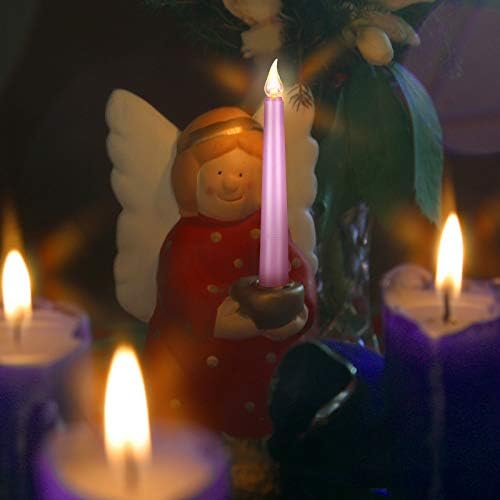 הונוסון 4 יצירות הובילו נרות נר הופעה ללא עור נרות סגולים וורודים נרות רוודור ורוד לטקסי רפתקאות חג המולד, ליהוק פעמוני, לחשים