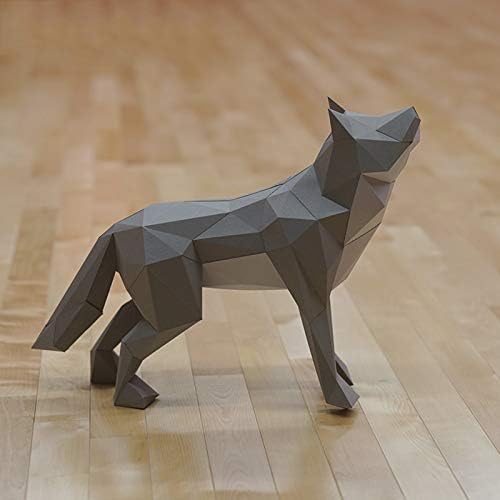 זאב יצירתי מראה דגם נייר תלת ממדי גיאומטרי ביתי נייר נייר צעצוע