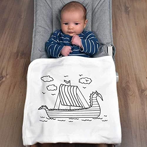 'ספינת ויקינג בים' שמיכת תינוק/צעיף כותנה