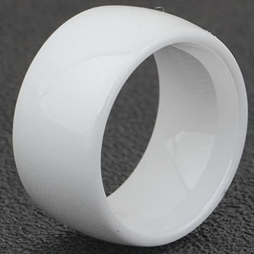 12 ממ גבוהה מלוטש קלאסי פשוט רגיל לבן קרמיקה נישואים טבעת