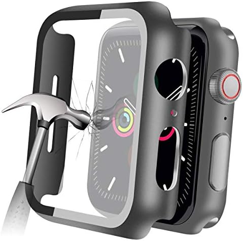 YMHML תואם ל- Apple Watch Se Series 6 Series 5/4 40 ממ מארז עם מגן מסך זכוכית מחוסמת מובנה, פגוש שמירה דקה כיסוי מלא כיסוי קשה מט לאביזרי iwatch