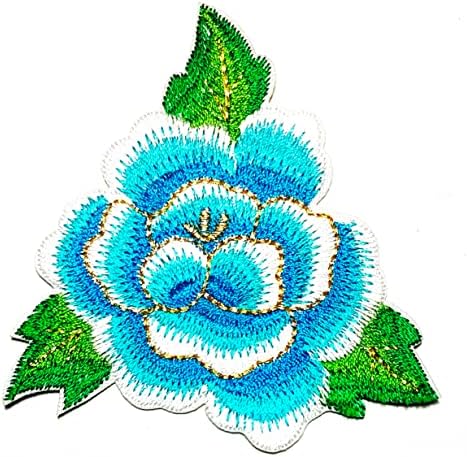 כחול עלה רקום תיקון בד מדבקת יפה פרחים פרחוני ברזל על לתפור על מזכרות מתנה תיקוני לוגו להלביש ג ' ינס מעילי כובעי תרמילי חולצות אבזרים