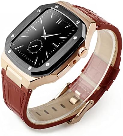רצועת עור Kavju Strap צמיד מתכת מתכת שעון לוחות לסדרה Apple Watch 7 SE 6 5 4 3 iwatch אביזרים מודדים 41 ממ 44 ממ 45 ממ
