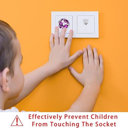 סגול סגול סגול פרפר אאוטלט כיסויי 12 חבילה - כיסויי תקע של בטיחות לתינוקות - עמיד ויציב - הוכחת ילדים בשקעים שלך בקלות