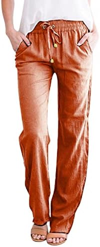 KCJGIKPOK פשתן מכנסיים לנשים, מותניים גבוהים ומוצקים רחבים רגליים עם רגליים מזדמנים פשתן פשתן עם כיסים חותלות נשים