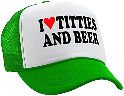 את גוזלר-אני לב ציצים ובירה-אהבה מצחיק איסור פרסום-בציר רטרו סגנון נהג משאית כובע כובע