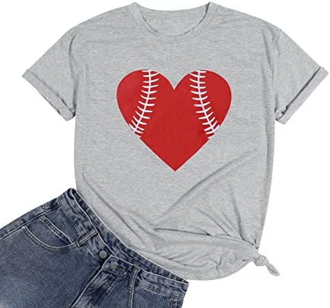 חולצות בייסבול נשים בייסבול לב טי יום משחק יום גרפי חול חולצות שרוול קצר
