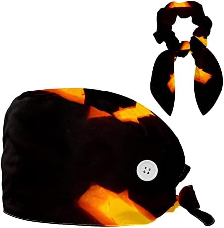 חתול ליל כל הקדושים חמוד עם כובע עבודה של חיות דלעת עם כפתורים עם כפתור כובע בופנט מתכוונן כובע קרצוף יוניסקס עם שיער קשת