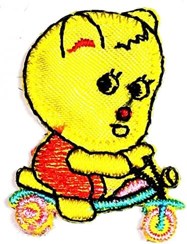 מיני צהוב כלב תיקון רקום תג ברזל על לתפור על סמל עבור מעילי ג ' ינס מכנסיים תרמילי בגדי מדבקת אמנויות גור כונן אופנוע קריקטורה תיקוני