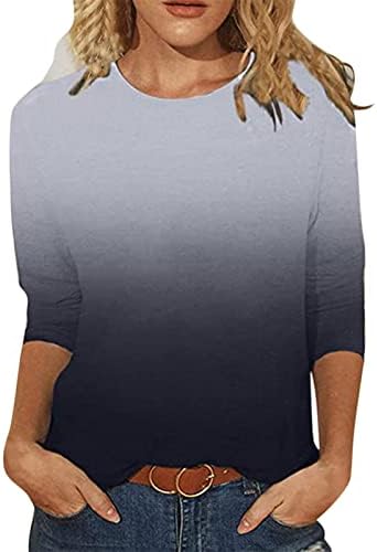 נשים של חולצות 3/4 שרוול, מזדמן אופנה עגול צוואר רופף מודפס שלושה רבעון שרוולים חולצה חולצות