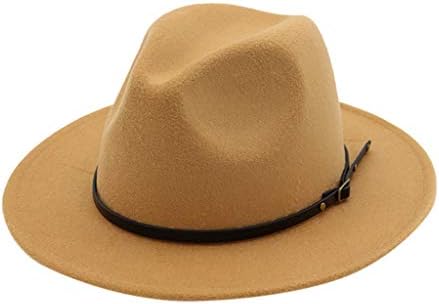 כובעי פדורה עם אבזם חגורה אופנה רחבה כובעי פדורה לנשים גברים הרגישו כובע מזדמן לנשים כובע ג'אז רטרו רטרו