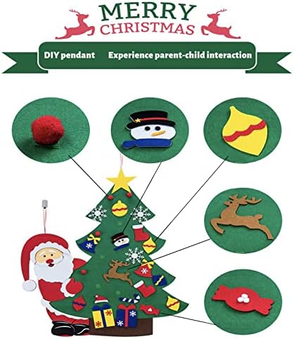 עץ חג המולד הרגיש של DIY לילדים, קישוט תלוי בקיר 3.3 רגל, לפעוטות, אינטראקציה בין הורה לילד ， ניתן לקישוט קיר הדלת הביתית